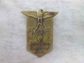 German tinnie, rally badge, Duitse tinnie, H.J. Thüringen - Rudolstadt - 1933, NO hollow version, massiv. VERY RARE. geen blikken uitvoering, maar massief. voor organisatoren of VIP personen op die dag. ZELDZAAM