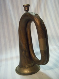 German bugle Labour Party, nicely marked. Duits signaalhoorn, bazuin van de Arbeitsdienst met embleem en regimentsnummer 5/319, werkend, zeer decoratief