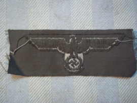 German overseas side cap badge Wehrmacht M-1934 type cap eagle. Petembleem Voor Wehrmacht pet Model 1934, Bevo geweven, de eerste na de Reichswehr periode zeer moeilijk te vinden .