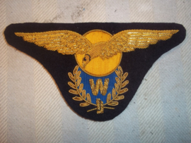 Nederlandse vlieger wing, geborduurd van de Marine Luchtvaart Dienst, M.L.D. Vlieger- Waarnemer. Vooroorlogse aanmaak