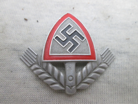 German cap badge labour party, nicely marked MINT condition. Duits petembleem Reichs Arbeits Dienst RAD nieuw staat.