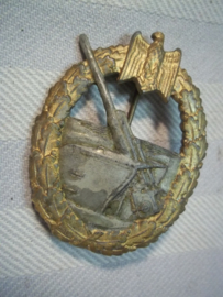 German Coastal Artillery war badge 1941, no maker. Duits Kust artillerie medaille zonder maker, mooie speldinzetting.