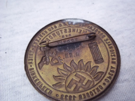 German tinnie, rally badge, Duitse tinnie Weihestunde der Arbeit Koblenz A.RH. Nazionale Dopolavoro NSBO Gau Koblenz-Trier - Birkenfeld Oktober 1933, zeldzame tinnie.