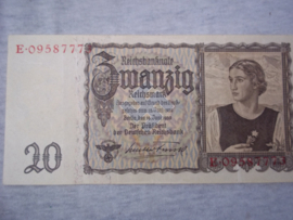 Zwanzig reichsmark, Bankbiljet 20 RM Duitsland.