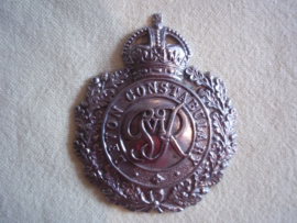 Engels pet of helm embleem DEVON CONSTABULARY. tijdens de regering van George VI, vooroorlogs embleem helaas zonder pinnen.