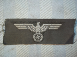 German overseas side cap badge Wehrmacht M-1934 type cap eagle. Petembleem Voor Wehrmacht pet Model 1934, Bevo geweven, de eerste na de Reichswehr periode zeer moeilijk te vinden .