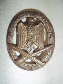 German General Assault badge unmarked, Duits Allgemeines Sturmabzeichen zonder maker, goede staat. Halve maan bevestiging op de speld.