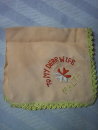 Handkerchief, sweatheart, To my dear wife, send from Malta, very rare, in different colours, Zakdoekjes sweathearts vanuit Malta, in diverse kleuren prijs is per stuk. zeer bijzonder item.