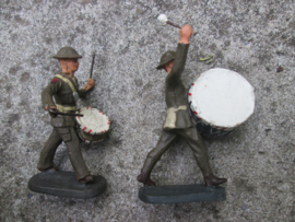 ELASTOLIN American Army Drum band with metal instruments. Amerikaans leger drumband met metalen instrumenten MINT staat TOP