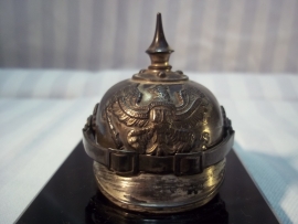 Miniature spikehelmet, WMF mark. Miniatuur pickelhaube, verzilverd, manschap Pruisen.