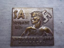 German tinnie, rally badge, Duitse Tinnie SA Brigade Mittel Franken - sportfest 1933 Nurnberg.