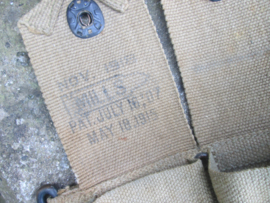US- Army M-1910 MILLS woven infantry belt 1918, 10 crimped pocket. Amerikaanse munutie gordel riem MILLS gemarkeerd met datum 1918 zeer nette staat.