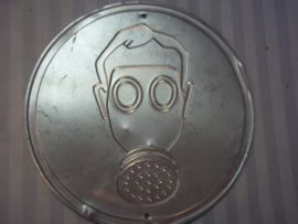 Warning sign, Wear gasmask.  Waarschuwingsbord voor het dragen van gasmaskers of zuurstof filters decoratief bordje voor de Mancave.