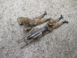 ELASTOLIN French soldiers behind machine gun.2 Franse soldaten achter mitrailleur.