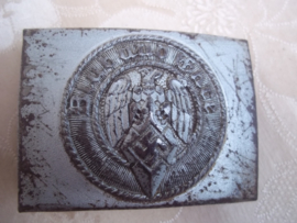 German HJ buckle Hitler youth, nicely marked ASMANN RzM stamp ges.gesch. with several numbers, Duits metalen Hitler Jugend gesp mooi gemarkeerd, duidelijke slag goede kwaliteit.