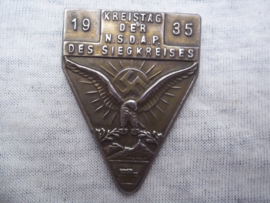 German tinnie, rally badge, Duitse tinnie, Kreistag der NSDAP des Siegkreises 1935.