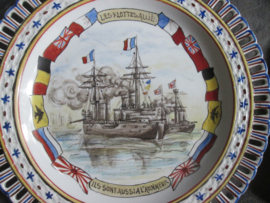 Frans wanbbord ter herinnering aan de Geallieerde vloot, WO1 blokkade. bijzonder bord.