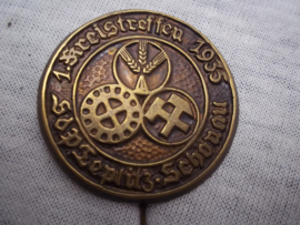 German tinnie, rally badge, Duitse tinnie, Arbeitsdienst, 1. Kreistreffen 1935, bijzondere speld.