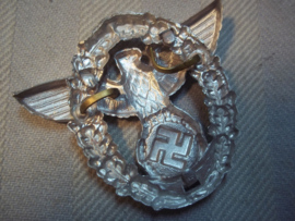 German police capbadge officer. Duits politie petembleem officiers uitvoering, mooi opgelegd, in zeer goede staat.