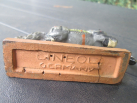 LINEOL Knight horse with armour, playrd condition, ridder paard met bescherming bespeeld.