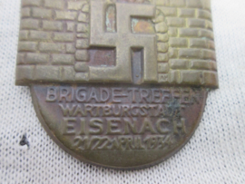 German tinnie, rally badge, Duitse tinnie, S.A.  44 Brigade - Brigade- treffen Wartburgstadt - Eisenach. 21/ 22 April 1934. aparte SA tinnie