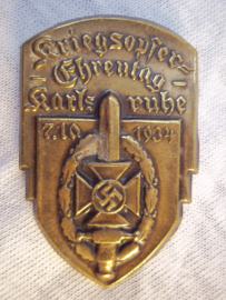 German tinnie rally badge, Duitse tinnie Kriegsopfer Ehrentag Karlsruhe 7-10-1934