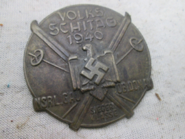 German tinnie, rally badge, Duitse tinnie, Sport Volks Schitag 1940. NSBL gau Ober donau. without pin, helaas zonder speld, zeldzaam item.