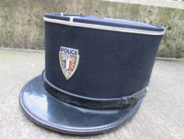 French Police cap, with front badge. Frans politie kepie met geemailleerd embleem, nette staat.
