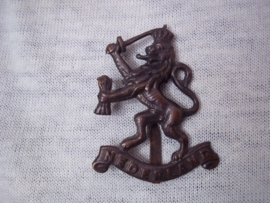 Dutch cap badge, Nederlands petembleem met 2 buigpennen gebronsd- mint staat