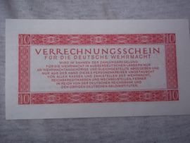 Wehrmacht verrechnungsschein 10 RM. Wehrmacht bankbiljet