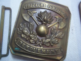 French fire department buckle 1920. Franse gesp koper brandweer.