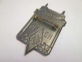 German tinnie, rally badge, Duitse tinnie Hitler- Jugend HJ Bannaufmarsch 27/ 28- 6 - 1936 Gotha HJ Bann 95. Veranstaltungs abzeichen.