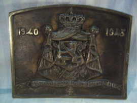 Bronzen plaquette Belgie 1940-1945 L'union fait la Force. Eendracht maakt Macht, 2 talig.