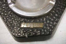 Ashtray, with trademark and working Minerslamp, Reclame asbak met mijnlamp, welke met batterij gaat branden