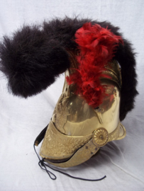 Franse brandweerhelm 1830-1848 tijdperk Louis Philippe. Pompiers de Montfort. helm is vuurverguld.Montfort Frankrijk is een plaatsje met nu 385 inwoners.
