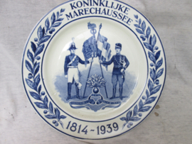 Wandbord KMAR Koninklijke Marechaussee 125 jaar bestaan van het Korps 1814- 1939. Maastricht Nederland.