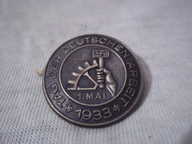 German tinnie, rally badge, Duitse tinnie Tag der Deutschen Arbeit. 1.mai 1933