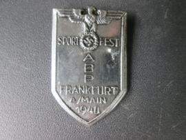 German tinnie, rally badge, Duitse tinnie, Sportfest. ABP. Polizei. Frankfurt am Main 1940.