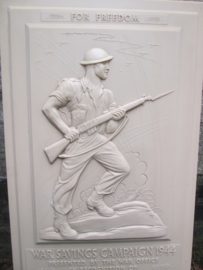 British memorial plaque for buying war bounds.  Salute the Soldier week. FOR FREEDOM War saving campaign 1944. presented by the war- office.