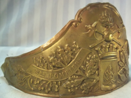 Brass helmet plate from a French helmet 1850- 1880. Helmplaat Franse brandweerhelm oud model