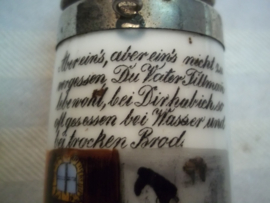 Duitse reservisten pijpenkop, zonder steel. 4e Escadron Westfalische Dragoner Regiment No. 7 Saarbrücken. 1895/ 1898. van Reservist Müch. met miniatuur pickelhaube, zonder bandje.