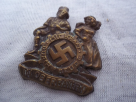 German tinnie, rally badge, Duitse tinnie KdF. Mit Kraft durch Freude in Oberbayern.