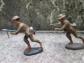 ELASTOLIN 2 British soldiers with machine guns played conditio, 2 Engelse soldaten met MG bespeelde staat