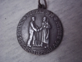 German medal Julius Berger Tiefbau A.G. Berlin - Westbau 1938, vrij aparte medaille-- LIMES ABSCHNITT KARLSRUHE.