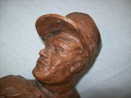 Big statue of a French Foreign Legionair, terracotta, Spahis in the dessert,signed.