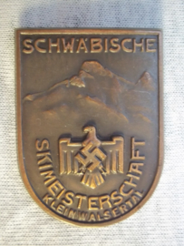 German tinnie rally badge, Duitse Tinnie Schwabische Skimeisterschaft Kleinwalsertal.