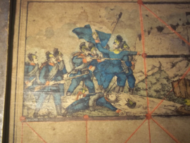 Toy box with military pictures. Houten doos speelgoed met militaire afbeeldingen.