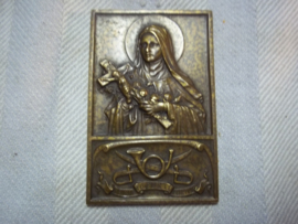 Belgium plaque,Christian talisman,  with army badge. Katholieke amulet, gegeven aan soldaten van  de 1e  Jagers te paard,  afgebeeld Maria en het embleem van het legeronderdeel zeer zeldzaam item.