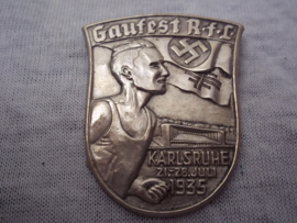 German tinnie, rally badge. Duitse tinnie Gaufest RfL Karlsruhe 21-28 juli 1935.