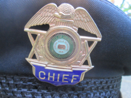 American police cap officer. Amerikaanse politie pet met geborduurde klep, City of Hickory, South Carolina.